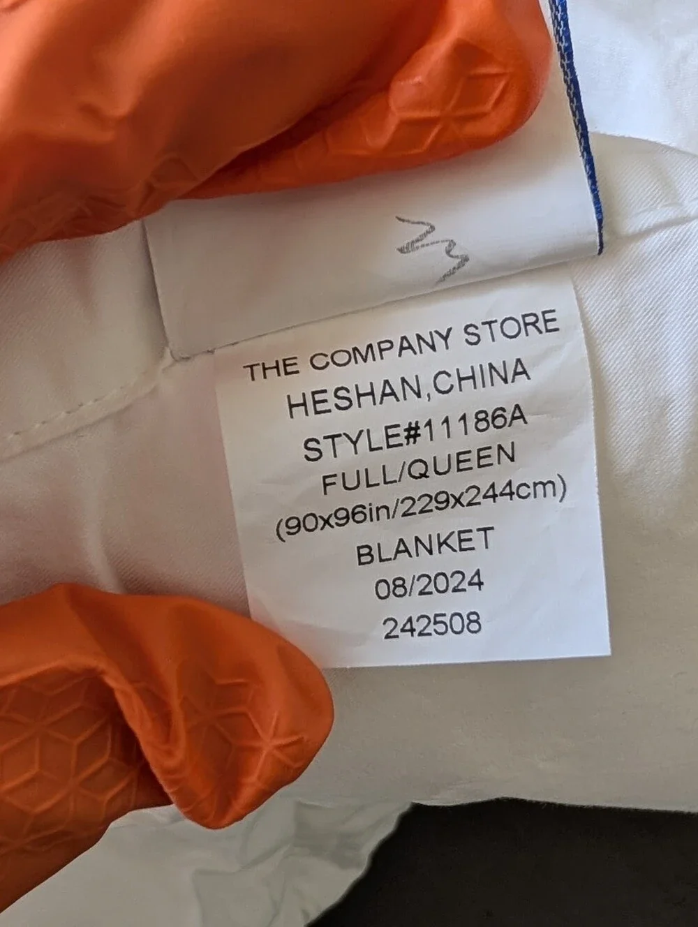 The Company Store Cotton Queen/Full White Quilted Down Puff Blanket Comforter